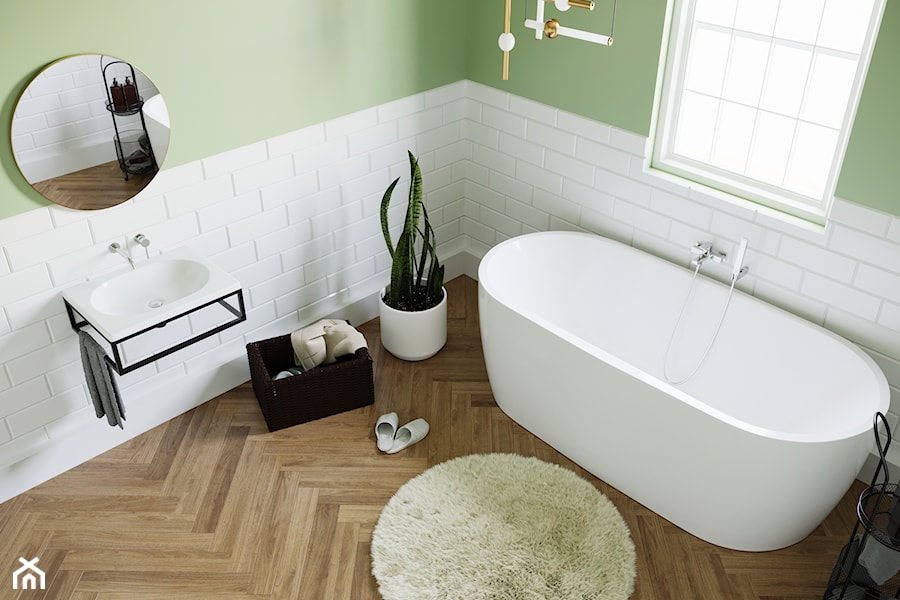 Nowoczesna łazienka z odcieniami zieleni i bieli - produkty Massi - zdjęcie od Łazienki Massi