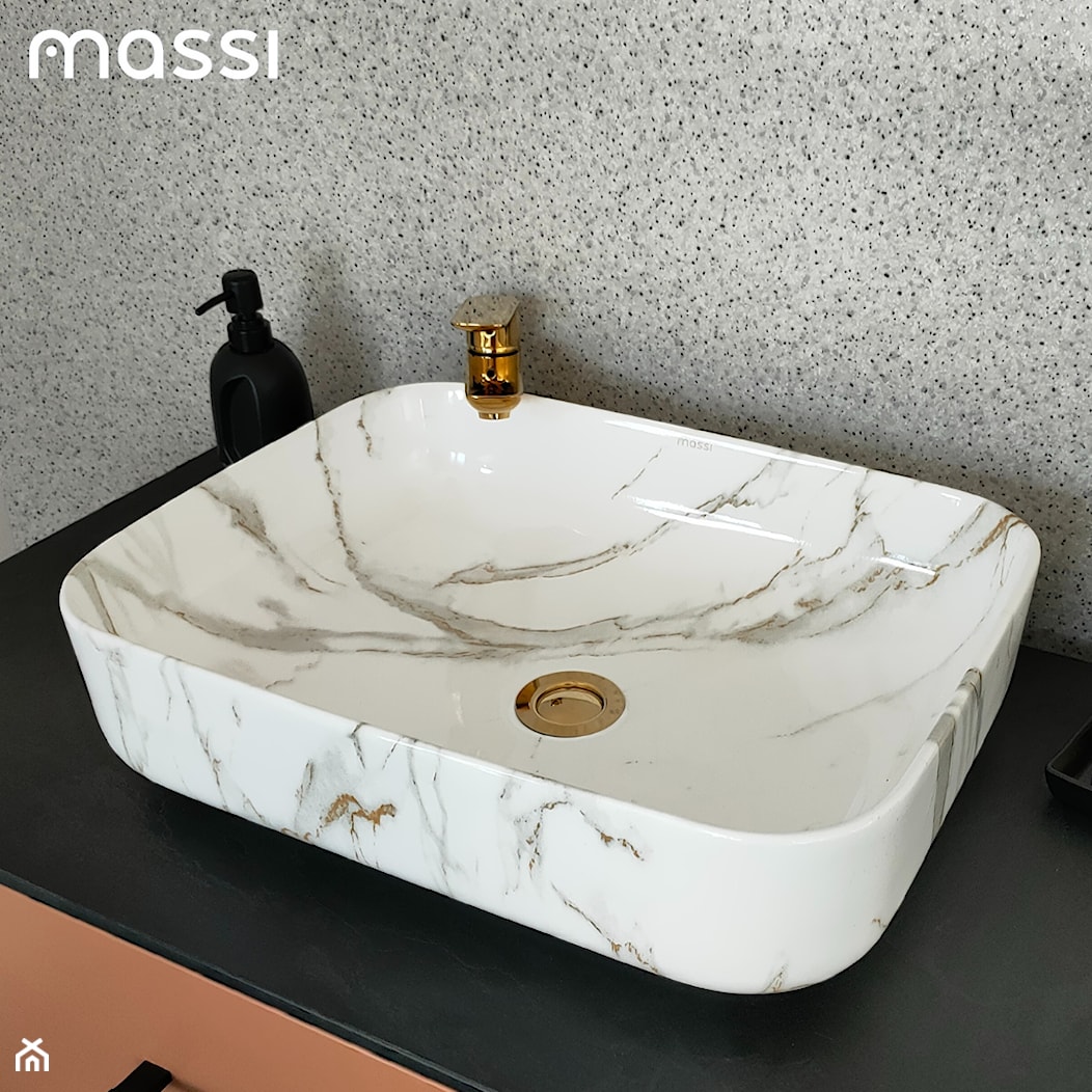 Umywalka nablatowa prostokątna 50 x 39 cm MARBE WHITE MASSI - zdjęcie od Łazienki Massi - Homebook