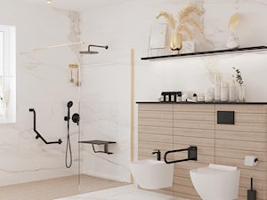 Ścianka prysznicowa Massi WALK IN FIX GOLD, zestaw prysznicowy Massi CONCEPCION black - zdjęcie od Łazienki Massi