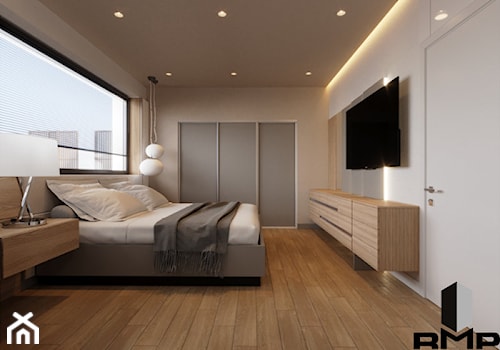 Minimalistyczny projektu domu - Sypialnia, styl minimalistyczny - zdjęcie od rmstudio