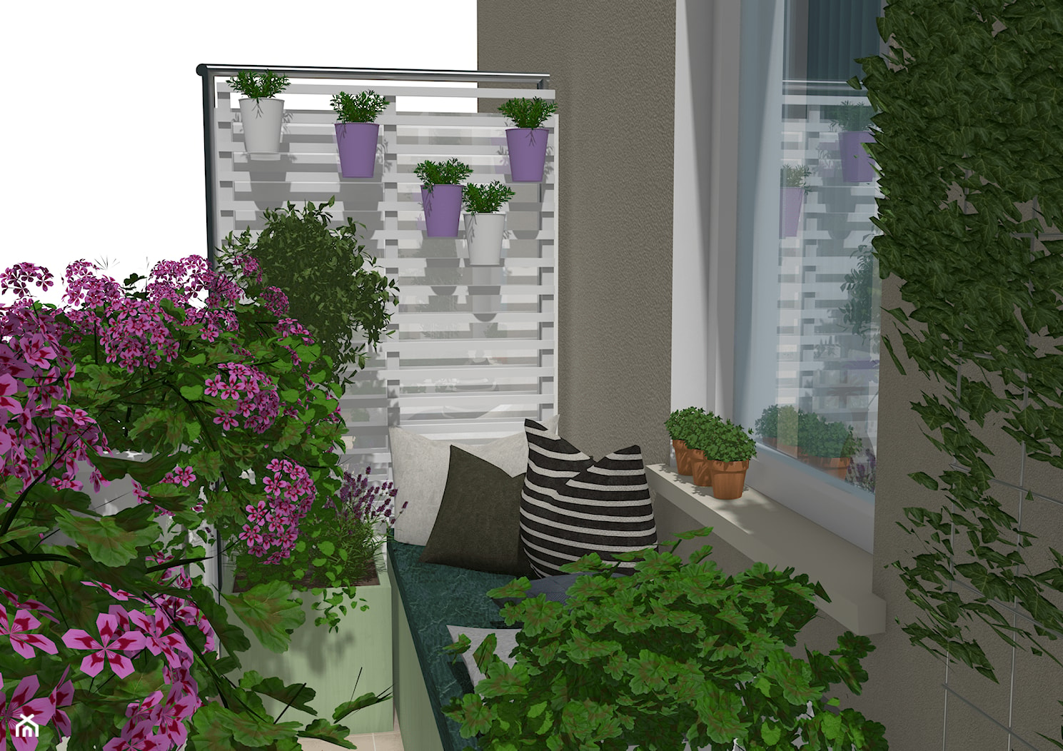 Wąski balkon - Salon, styl skandynawski - zdjęcie od Małe zielone studio - Homebook