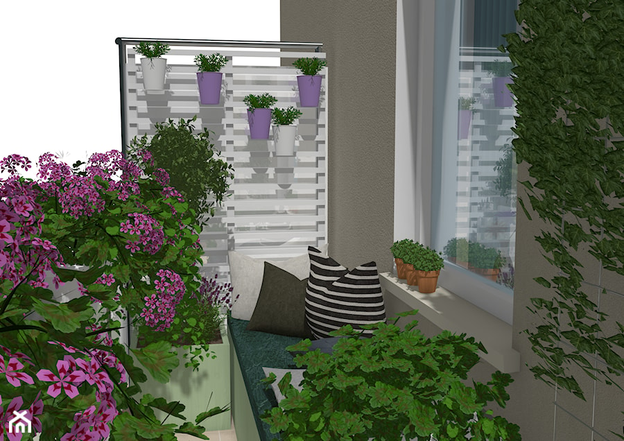 Wąski balkon - Salon, styl skandynawski - zdjęcie od Małe zielone studio