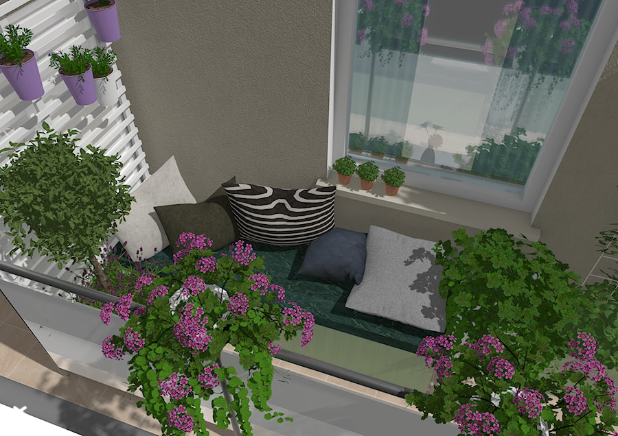 Wąski balkon - Salon, styl skandynawski - zdjęcie od Małe zielone studio