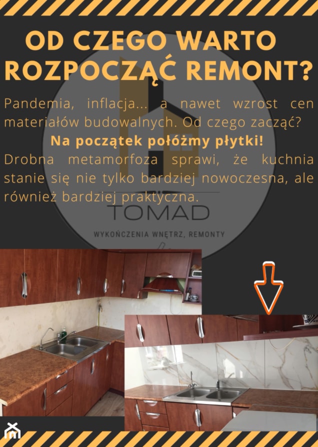 Położenie, ułożenie płytek w kuchni - zdjęcie od TOMAD - wykończenia wnętrz, remonty