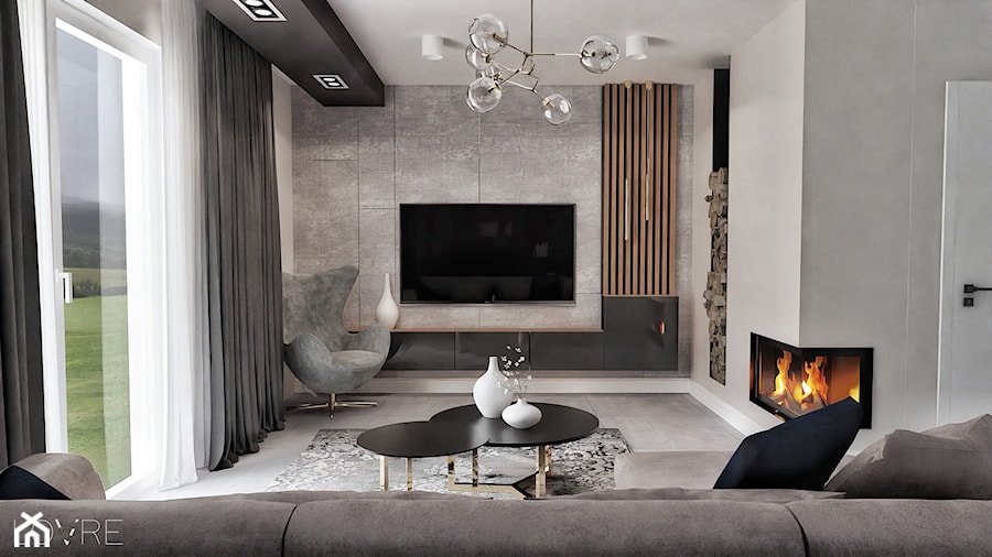 Dom Ann - Średni biały szary salon, styl nowoczesny - zdjęcie od LOVRE WNĘTRZA