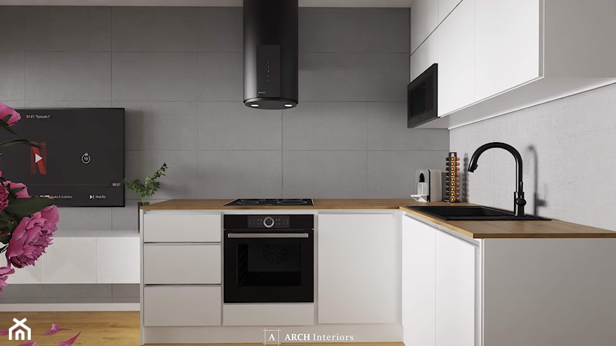 Małe, nowoczesne mieszkanie - Kuchnia, styl nowoczesny - zdjęcie od ArchInteriors