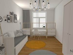 Duży biały pokój dziecka dla nastolatka dla chłopca dla dziewczynki, styl skandynawski - zdjęcie od Niebanalne Aranżacje Przestrzeni Zamkniętych