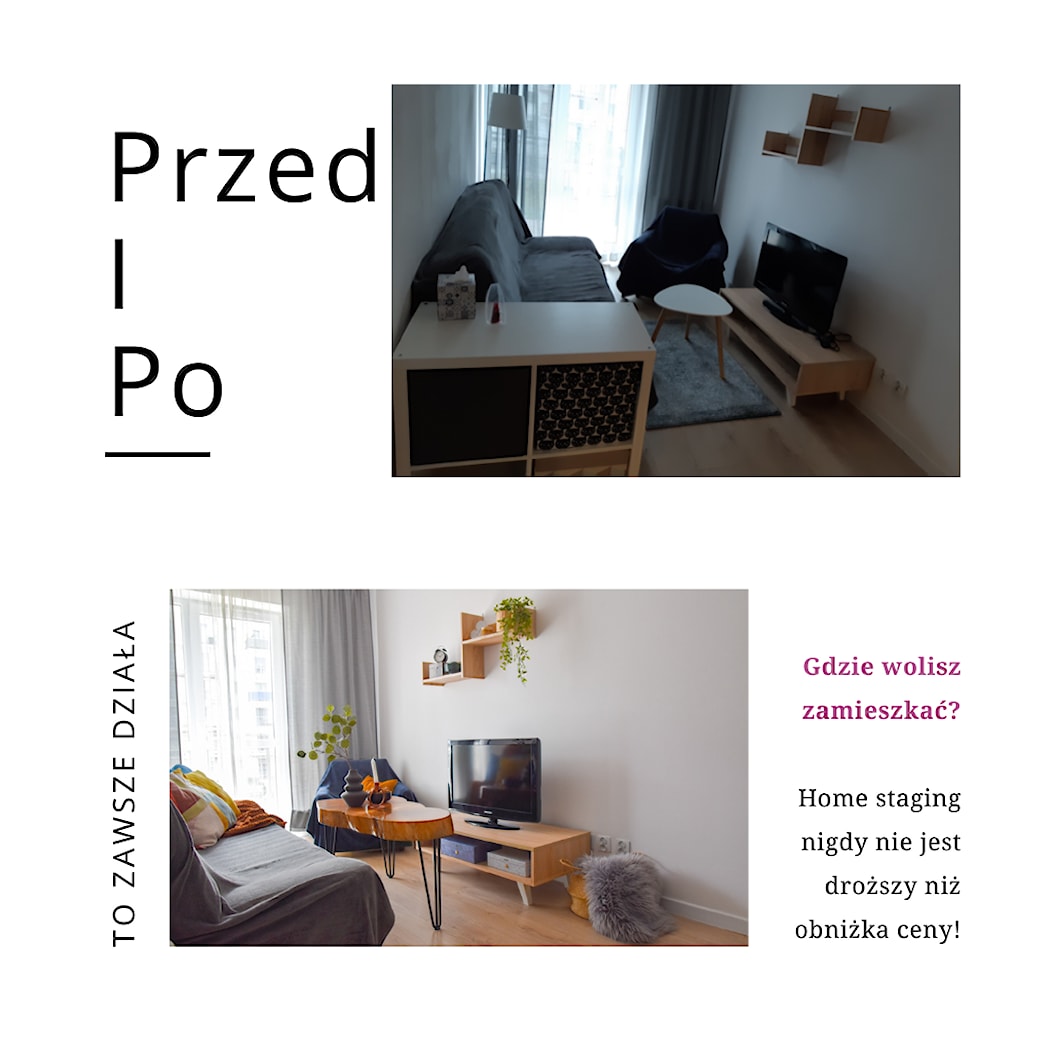 Home staging salonu w mieszkaniu na wynajem - zdjęcie od Wystój ma znaczenie Marzena Piotrowska - Homebook