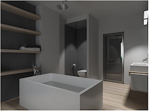 Łazienka z drewnianą podłogą - Łazienka - zdjęcie od InHouse-Design