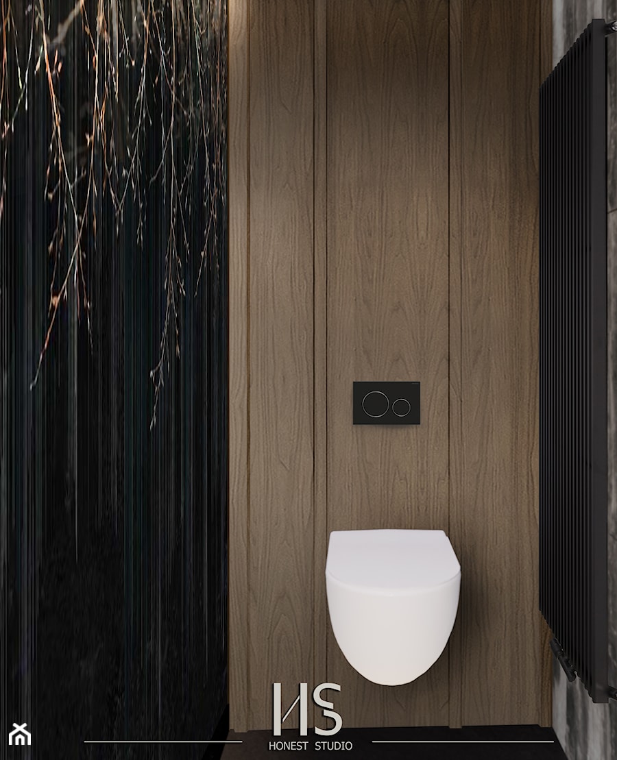 Toaleta dla gości z klimatycznym wydaniu. - zdjęcie od Honest Studio projektowanie wnętrz