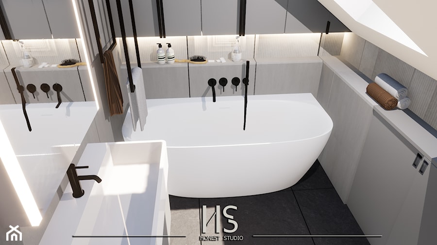Praktyczna łazienka na poddaszu - zdjęcie od Honest Studio projektowanie wnętrz