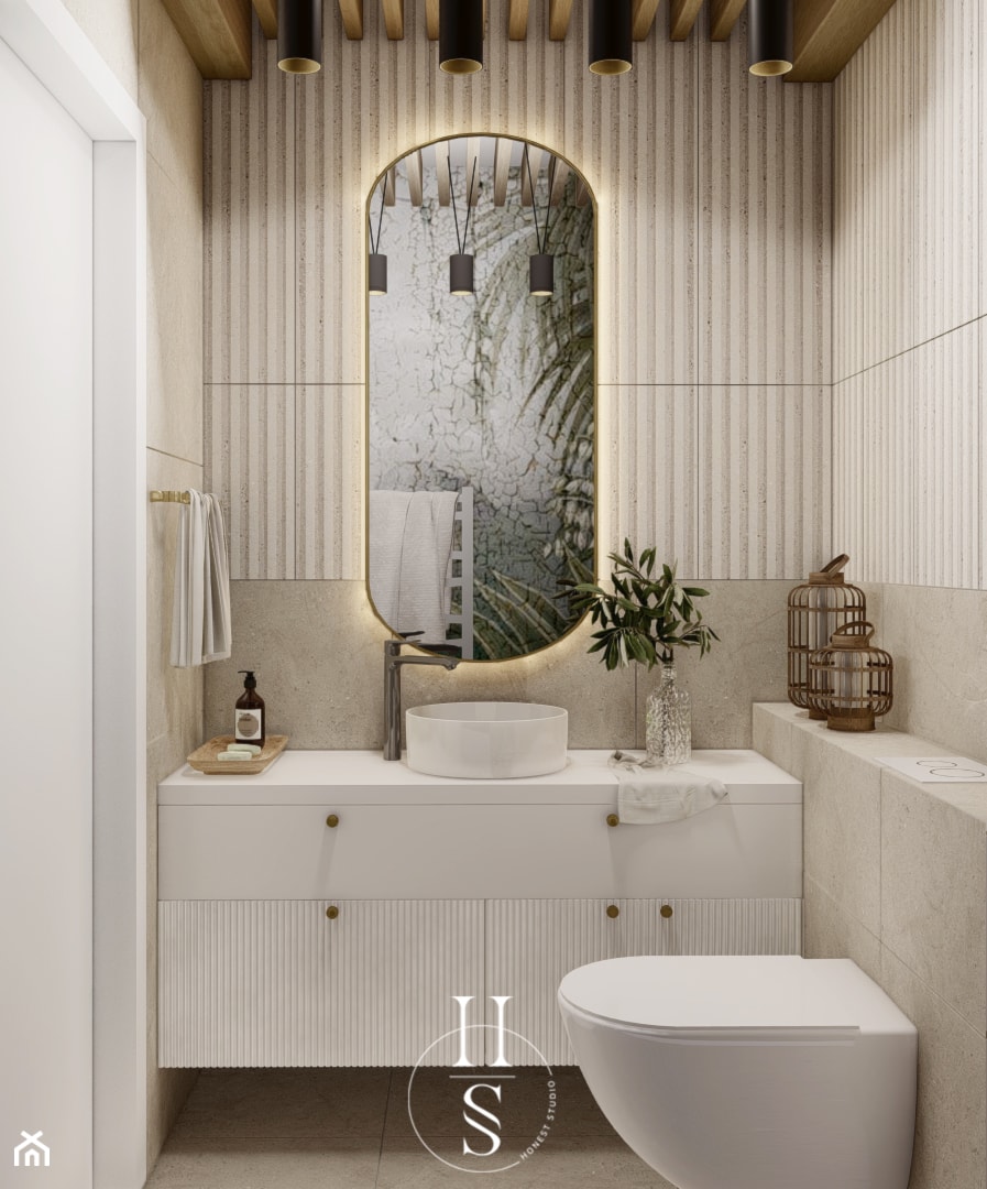 Łazienka w ciepłym ujęciu boho - zdjęcie od Honest Studio projektowanie wnętrz