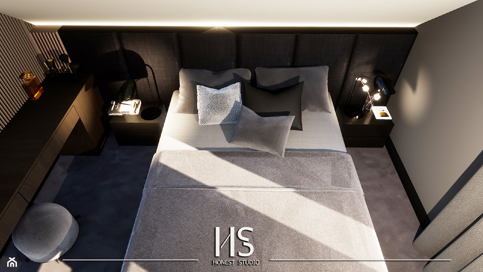 Ładna nowoczesna sypialnia - zdjęcie od Honest Studio projektowanie wnętrz - Homebook