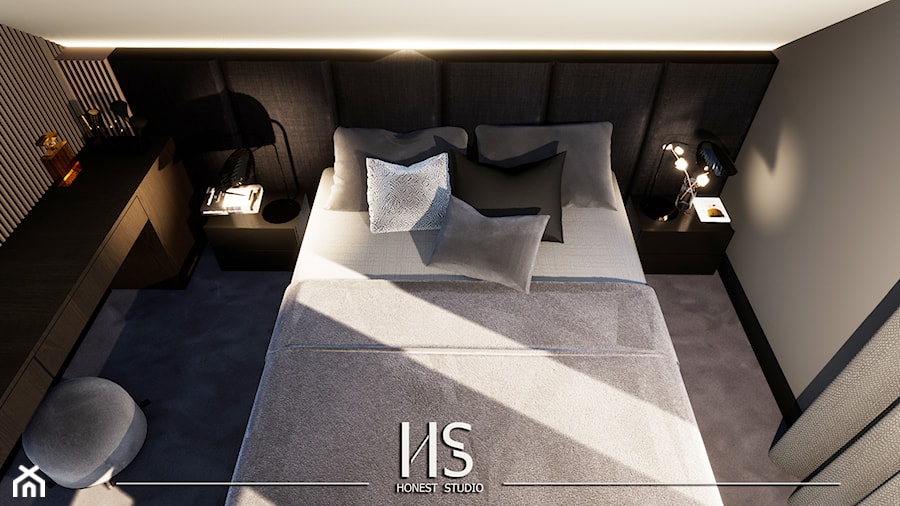 Ładna nowoczesna sypialnia - zdjęcie od Honest Studio projektowanie wnętrz