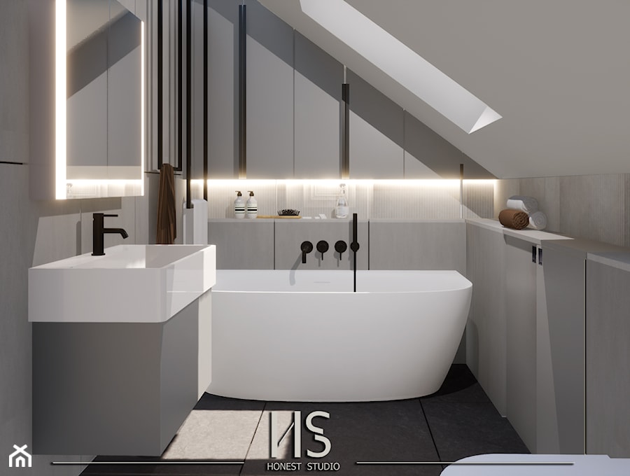 łazienka z wanną dostawną - zdjęcie od Honest Studio projektowanie wnętrz