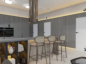 Beżowa kuchnia z salonem - zdjęcie od Honest Studio projektowanie wnętrz