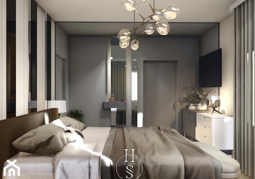 Sypialnia z wydzieloną garderobą - zdjęcie od Honest Studio projektowanie wnętrz