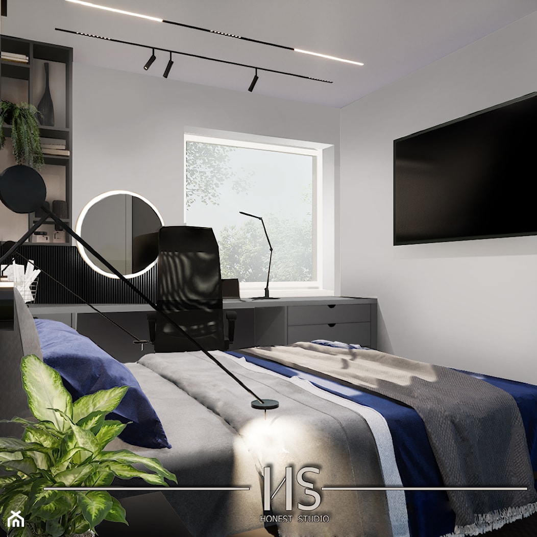 Sypialnia z miejscem do pracy - zdjęcie od Honest Studio projektowanie wnętrz - Homebook