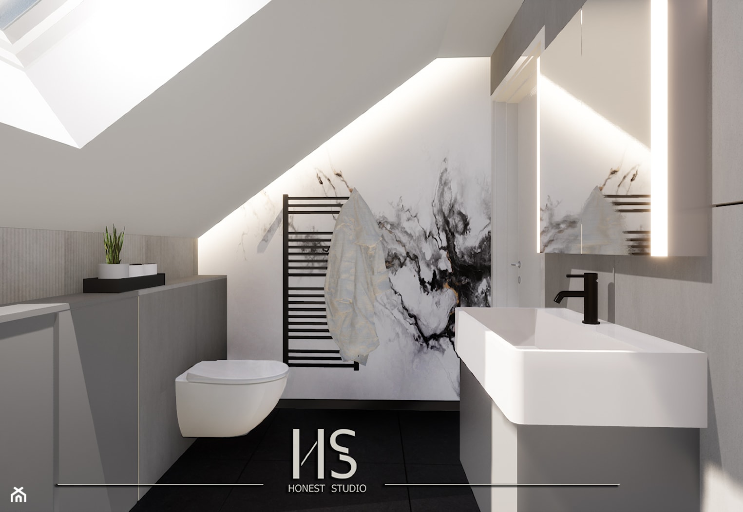 Tapeta w łazience - zdjęcie od Honest Studio projektowanie wnętrz - Homebook
