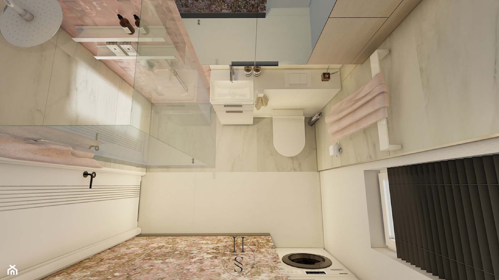 Łazienka z różową mozaiką - zdjęcie od Honest Studio projektowanie wnętrz - Homebook