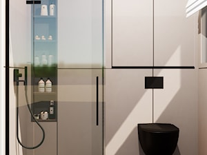 Minimalistyczna, szara łazienka z prysznicem - zdjęcie od Honest Studio projektowanie wnętrz