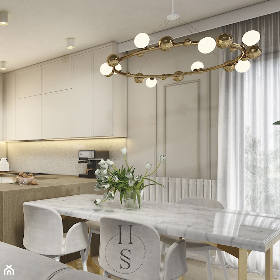 Jadalnia przy kuchni w stylu glamour - zdjęcie od Honest Studio projektowanie wnętrz