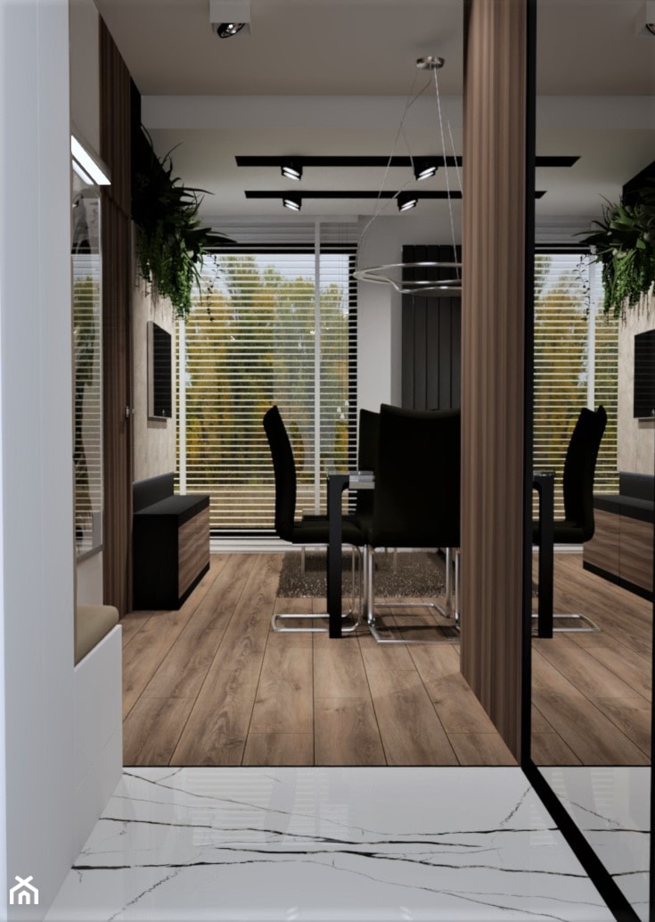 Salon z kuchnią w małym mieszkaniu - Hol / przedpokój, styl nowoczesny - zdjęcie od Projekt: Przytulne Miejsce - Homebook