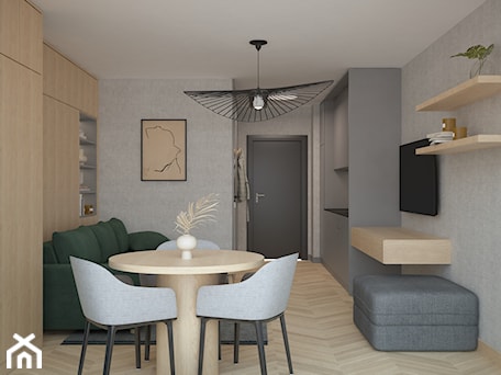 Aranżacje wnętrz - Salon: Mikroapartament w Świnoujściu - mukastudio.pl. Przeglądaj, dodawaj i zapisuj najlepsze zdjęcia, pomysły i inspiracje designerskie. W bazie mamy już prawie milion fotografii!