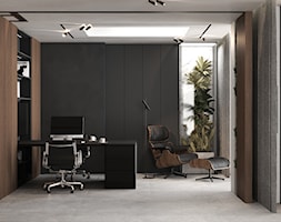Klimatyczne męskie domowe biuro z akcentem roślinnym - dark home office - zdjęcie od VISIT HOME - Homebook