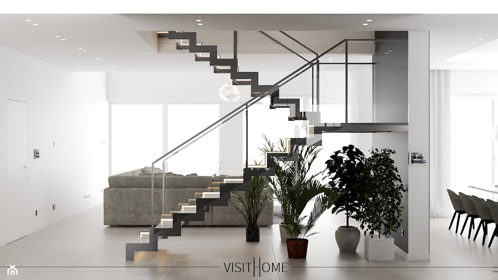 Dom z antresolą - nowoczesny korytarz w kolorze czarno białym - zdjęcie od VISIT HOME - Homebook