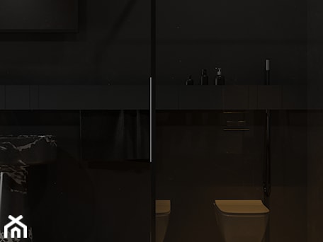 Aranżacje wnętrz - Łazienka: Minimalistyczna ciemna łazienka z umywalkami wolnostojącymi - VISIT HOME. Przeglądaj, dodawaj i zapisuj najlepsze zdjęcia, pomysły i inspiracje designerskie. W bazie mamy już prawie milion fotografii!