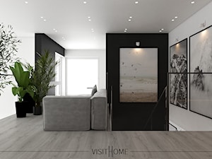 Dom z antresolą - nowoczesny korytarz w kolorze czarno białym - zdjęcie od VISIT HOME