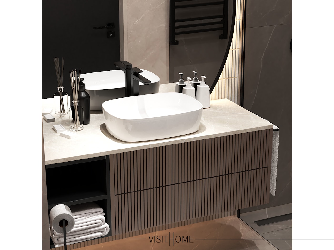 Jasna nowoczesna łazienka w kawowych odcieniach - zdjęcie od VISIT HOME - Homebook