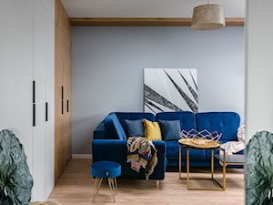 Salon z granatową kanapą. - zdjęcie od Marta Kapłan Architekt