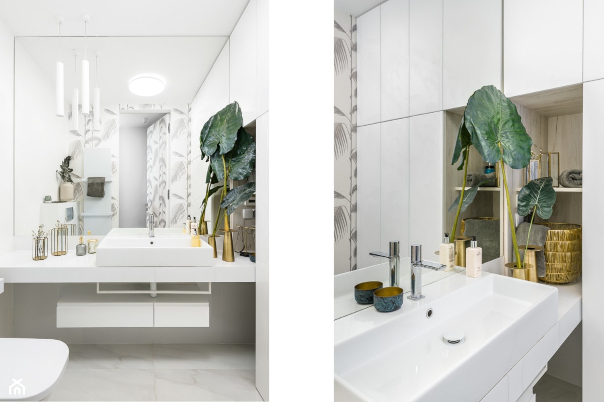 Toaleta z wielkim lustrem. - zdjęcie od Marta Kapłan Architekt - Homebook