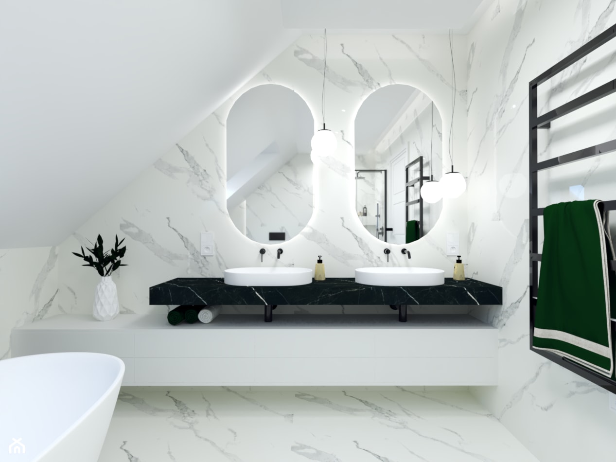 Biało czarna łazienka - zdjęcie od Z-ARCHITEKTEM architektura i wnętrza - Homebook