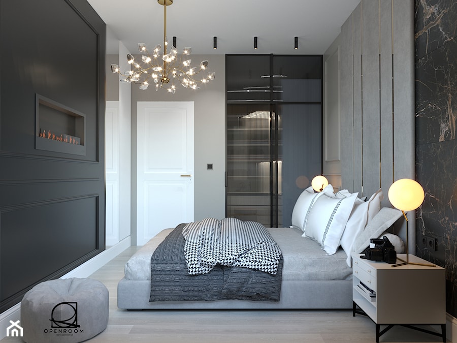 Luksusowa sypialnia z garderobą - zdjęcie od Open Room Projekty Wnętrz