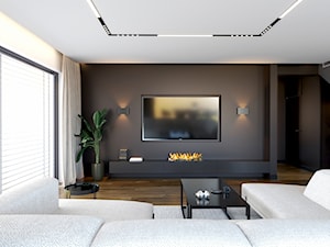 Duży salon z beżową sofą - zdjęcie od Open Room Projekty Wnętrz