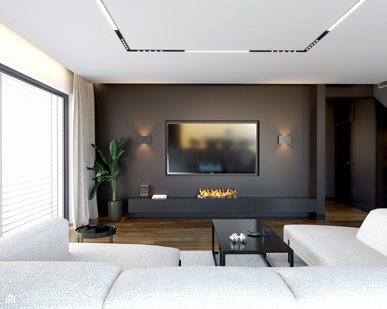 Duży salon z beżową sofą - zdjęcie od Open Room Projekty Wnętrz - Homebook