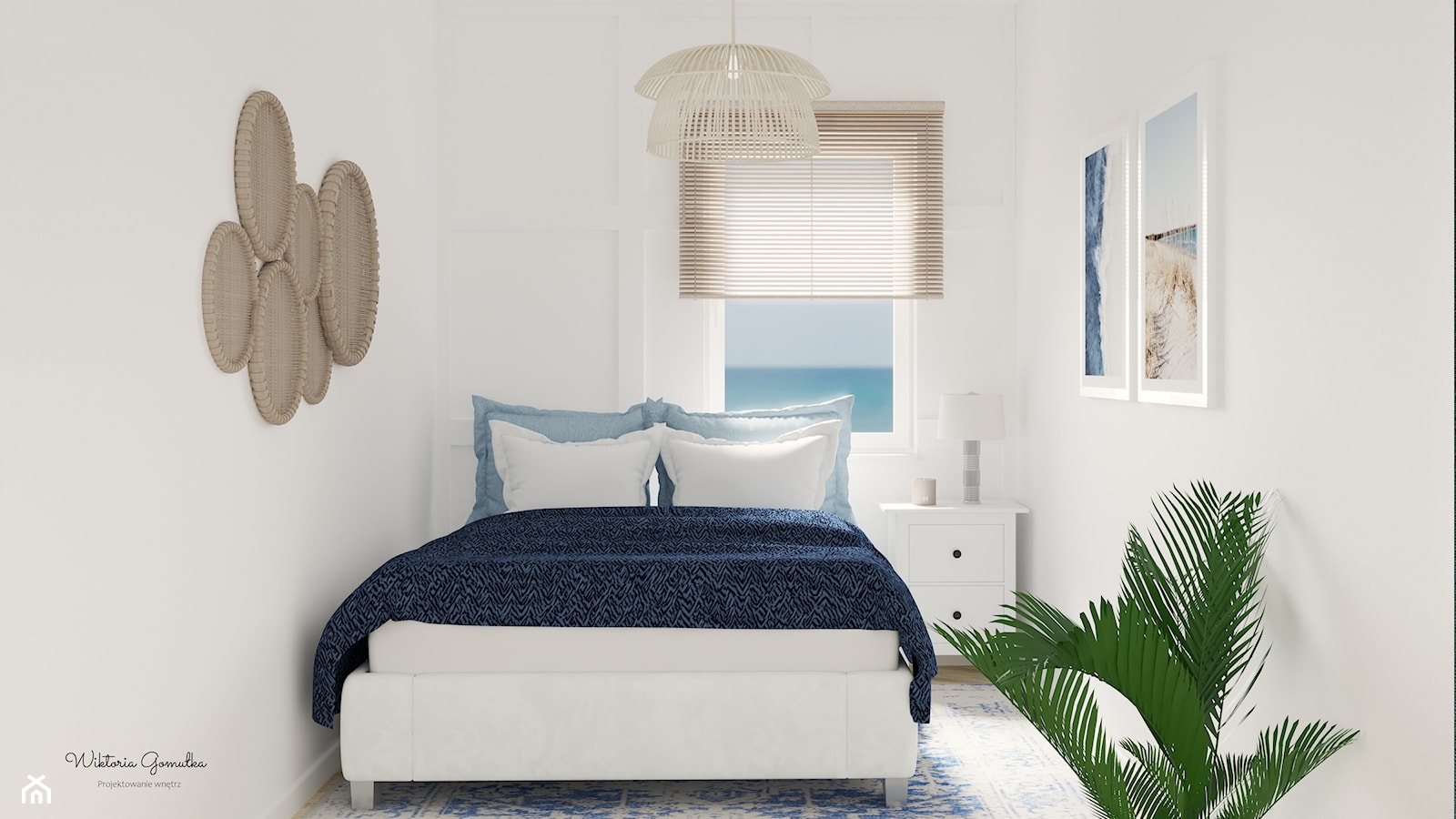Nadmorska sypialnia w stylu Hampton - zdjęcie od gomulkadesign - Homebook