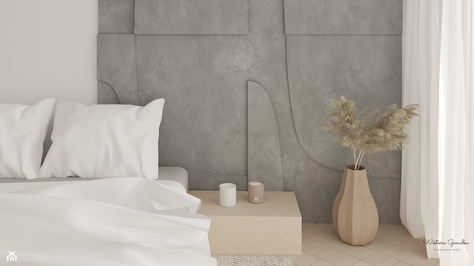 Minimalistyczna sypialnia z surowym betonem - zdjęcie od gomulkadesign - Homebook