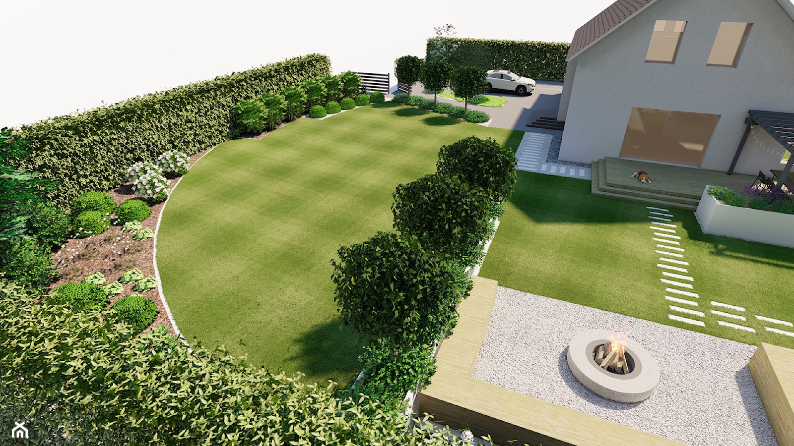 Ogród nowoczesny, wypoczynkowy. - zdjęcie od ogrody Dagi | projektowanie ogrodów - Homebook