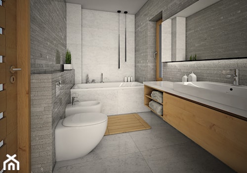WNĘTRZA BLIŹNIAKA - Duża łazienka, styl nowoczesny - zdjęcie od 90 stopni architekci