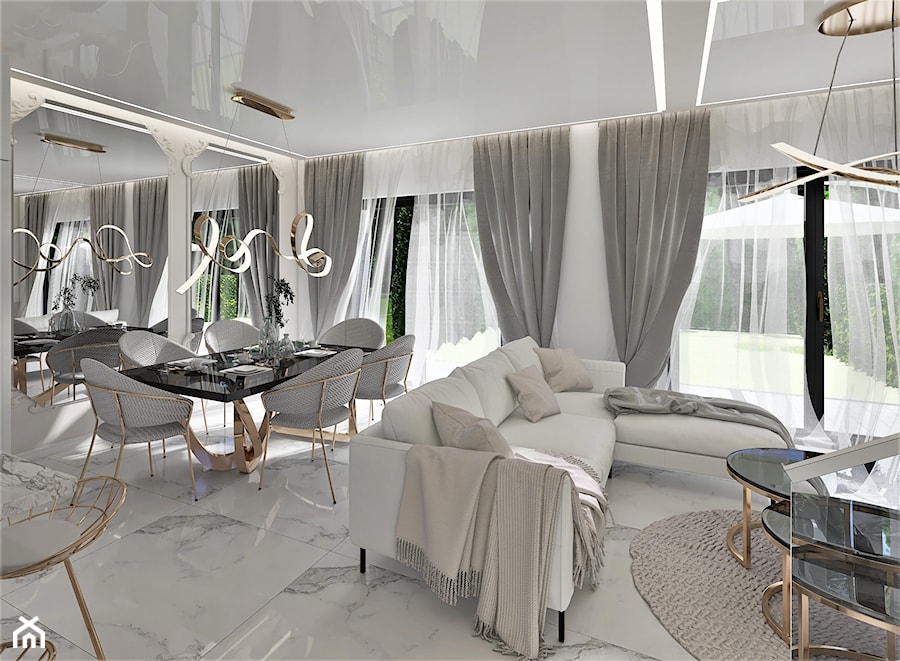 Elegancki Salon z Jadalnią - zdjęcie od iPdesign.com.pl |Projektowanie i Aranżacja Wnętrz Sandra Ima