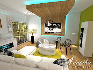 Salon w stylu nowocxzesnym - biel i drewno - zdjęcie od Anastha DESIGN