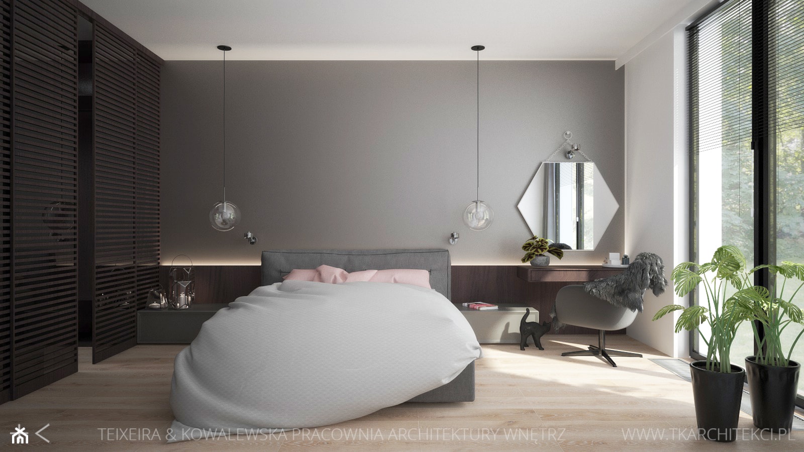 Średnia duża szara sypialnia, styl nowoczesny - zdjęcie od TK Architekci - Homebook