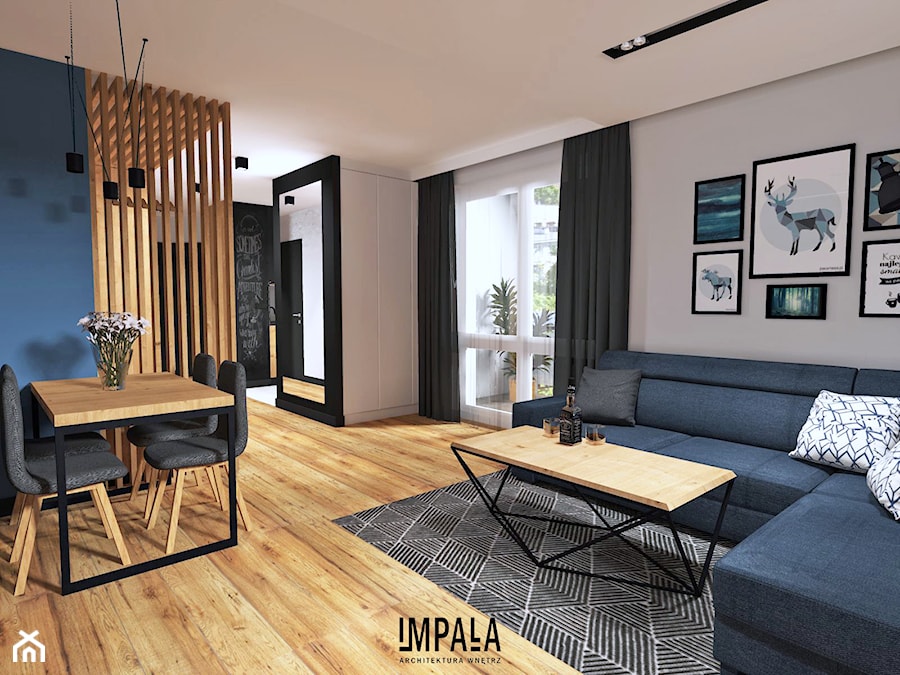 Męskie mieszkanie - Salon, styl industrialny - zdjęcie od IMPALA