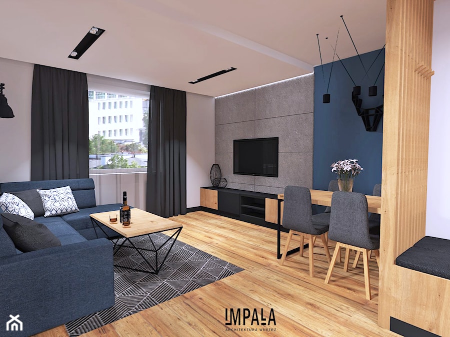 Męskie mieszkanie - Salon, styl industrialny - zdjęcie od IMPALA
