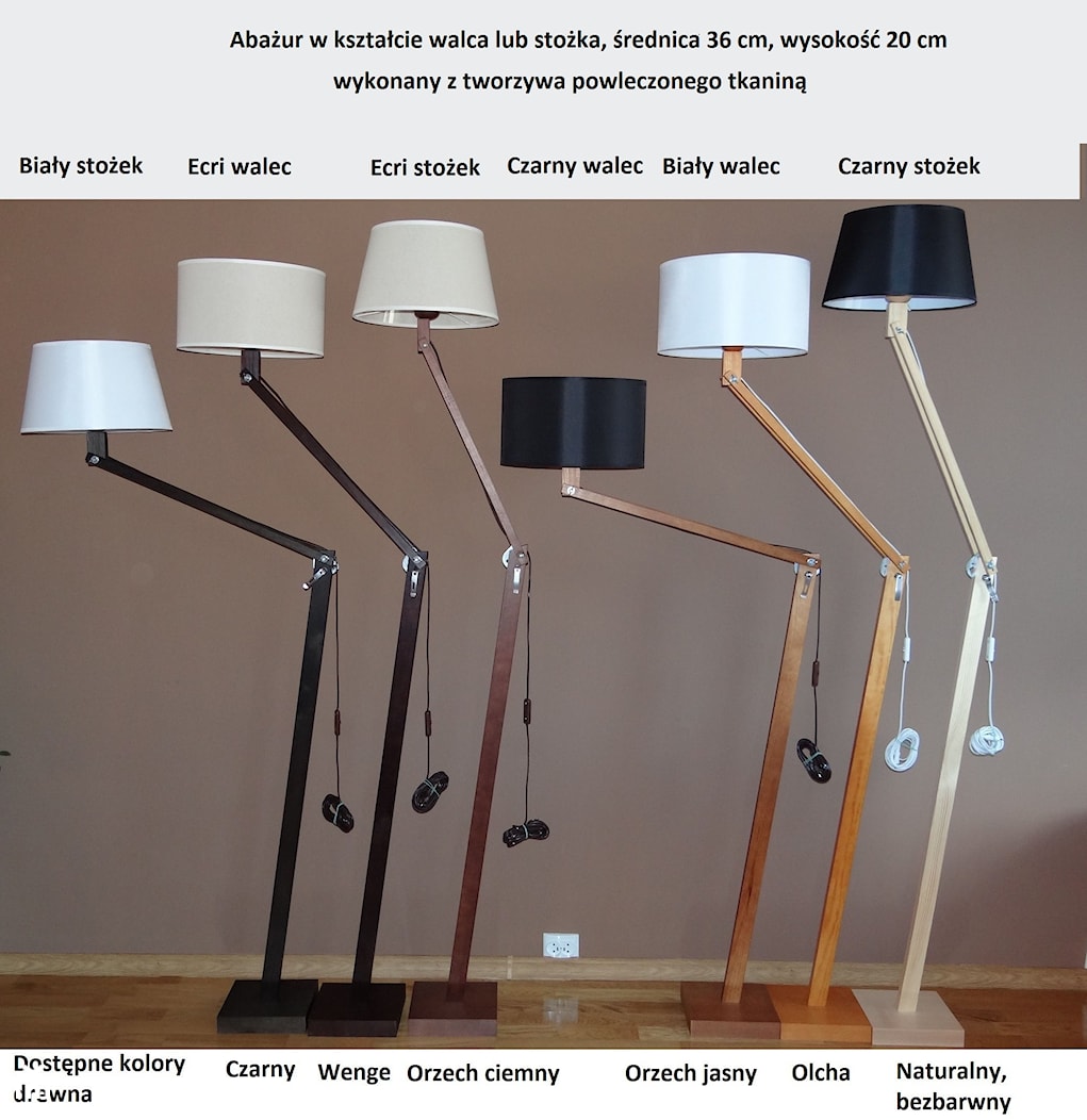 lampa podłogowa z możliwością regulacji ramienia - zdjęcie od Drewlamp - Homebook