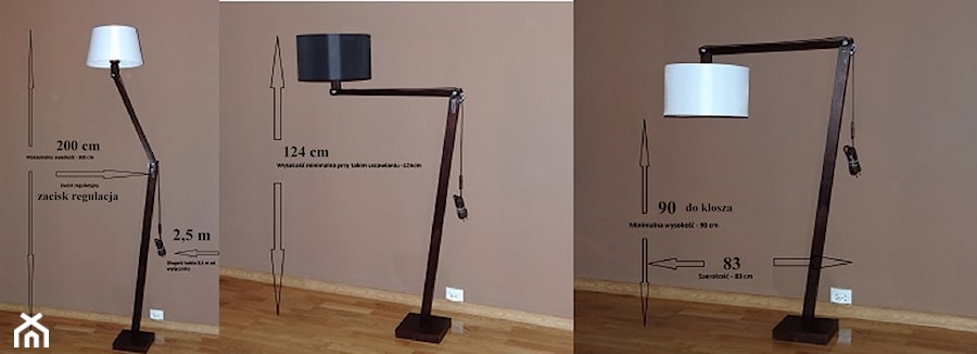 lampa podłogowa z możliwością regulacji ramienia - zdjęcie od Drewlamp